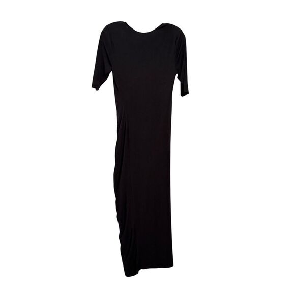 Wayf Black Stretch Satin Ruched Midi Bodycon Dress NWT - Picture 5 of 7